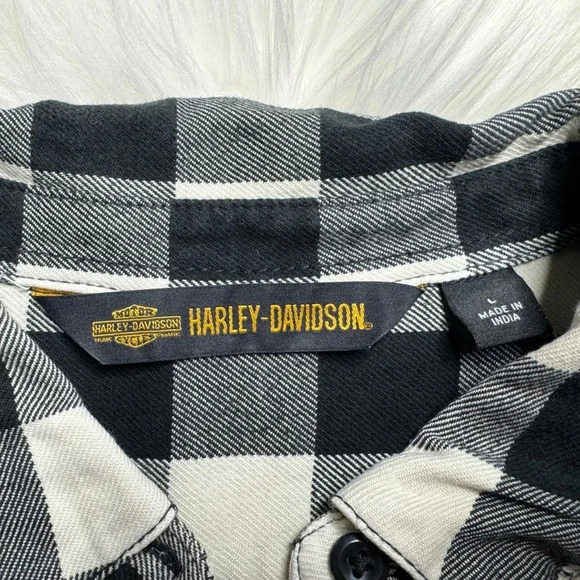 Harley Davidson V Twin Buffalo Check Plaid Button Up - Picture 4 of 6